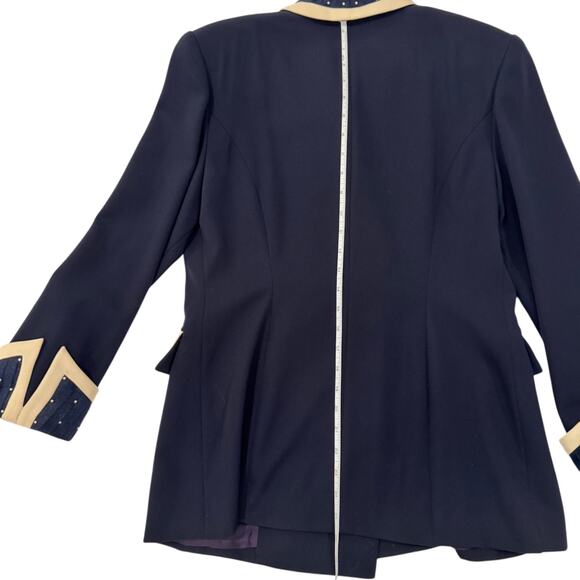 Milano High Fashion Vintage Blazer Pearl Navy Women's 40 Regencycore Royalcore - Picture 8 of 13